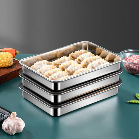 Contenitore per alimenti antibatterico in acciaio inox 304 con coperchio sottovuoto (22,5 x 15 x 6cm)