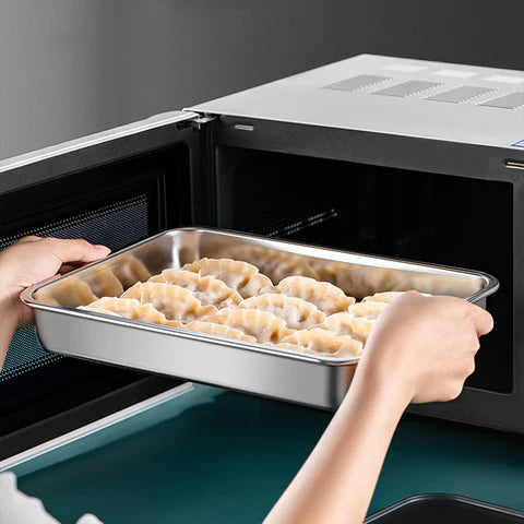 Contenitore per alimenti antibatterico in acciaio inox 304 con coperchio sottovuoto (22,5 x 15 x 6cm)
