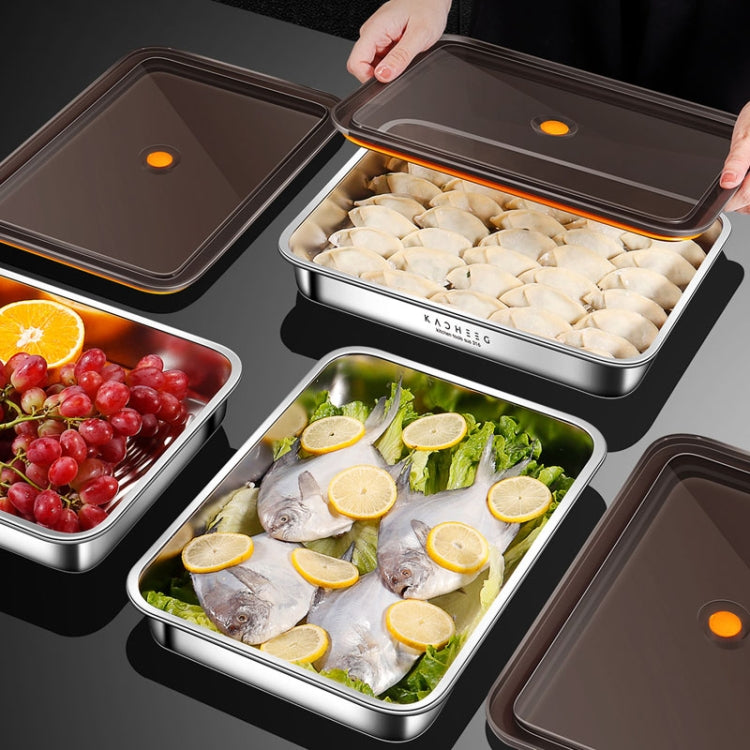 Contenitore per alimenti antibatterico in acciaio inox 304 con coperchio sottovuoto (22,5 x 15 x 6cm)