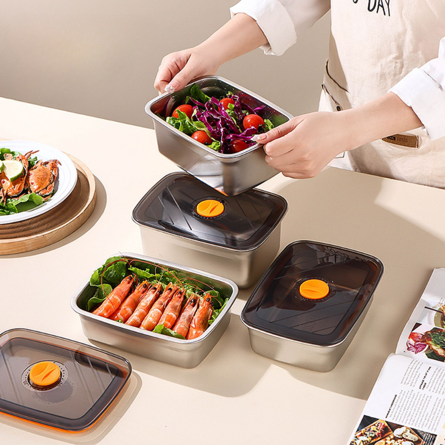 🇮🇹 (Prendi 6 + 3 gratis) Scatola ermetica in acciaio inox tedesco 316 per conservare gli alimenti