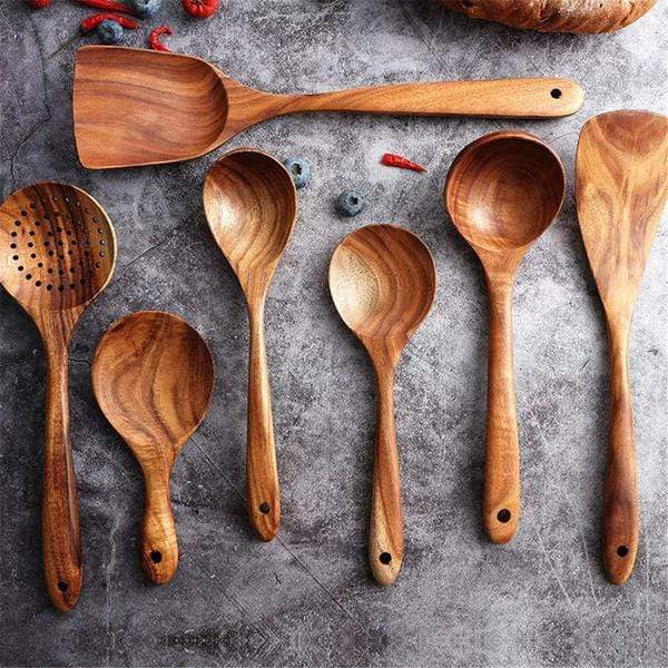 Set di utensili in legno di teak anti-tossine — sconto 50%