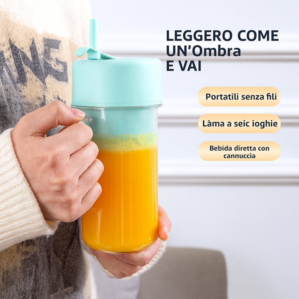 VitaCup™ 2-in-1 — Frullatore Portatile Ricaricabile 340 ml
