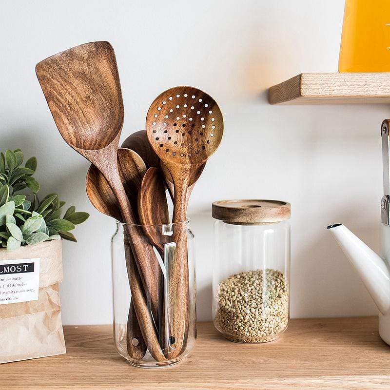 Set di utensili in legno di teak anti-tossine — sconto 50%