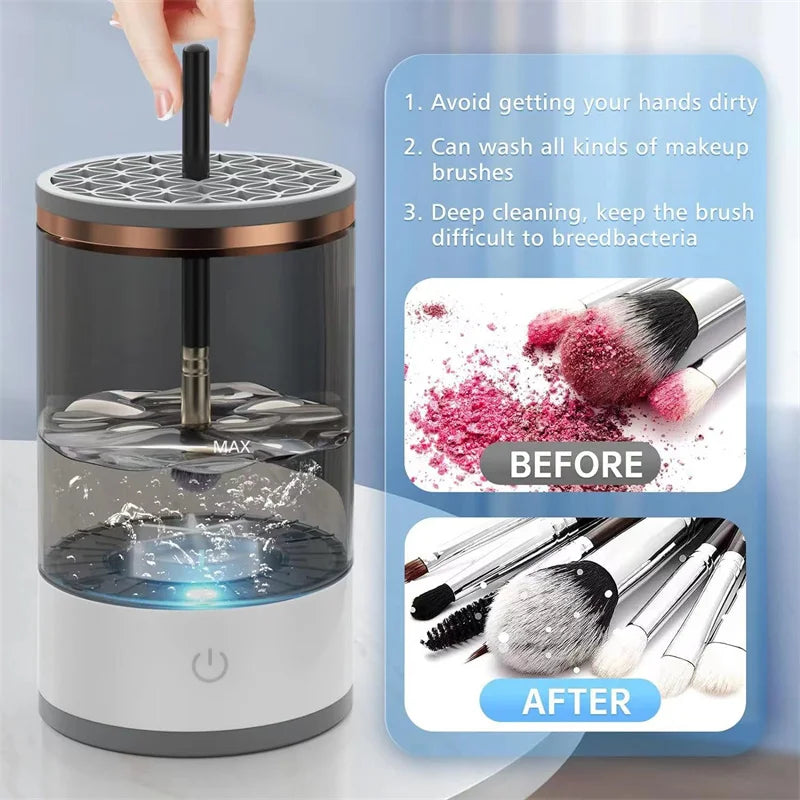 PureBrush™ – Detergente Elettrico 3 in 1 per Pennelli da Trucco con Asciugatura Rapida