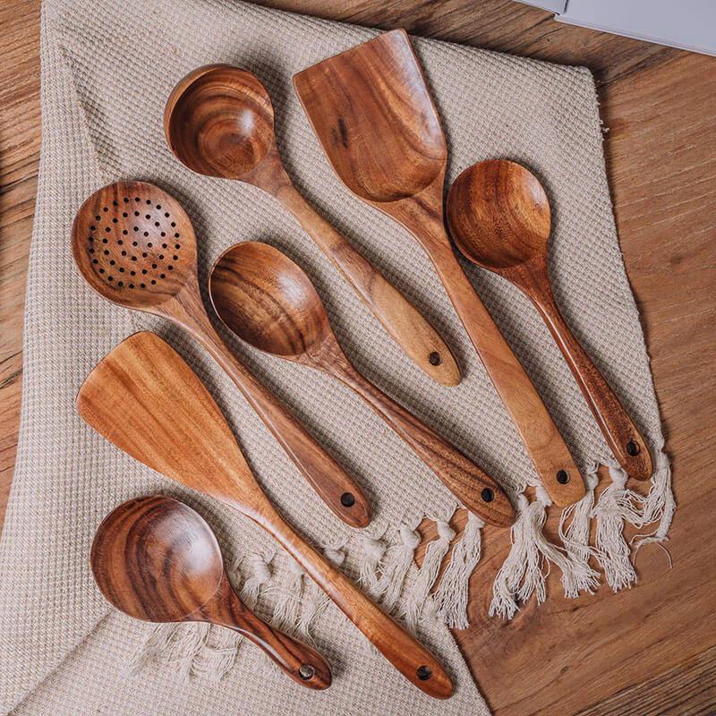 Set di utensili in legno di teak anti-tossine — sconto 50%