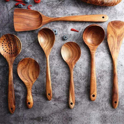 Set di utensili in legno di teak anti-tossine — sconto 50%