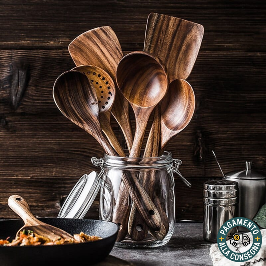 Set di utensili in legno di teak anti-tossine — sconto 50%