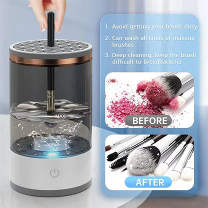 PureBrush™ – Detergente Elettrico 3 in 1 per Pennelli da Trucco con Asciugatura Rapida