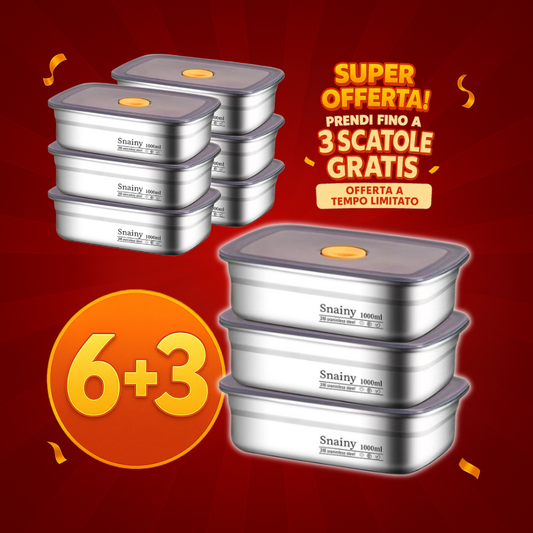 🇮🇹 (Prendi 6 + 3 gratis) Scatola ermetica in acciaio inox tedesco 316 per conservare gli alimenti